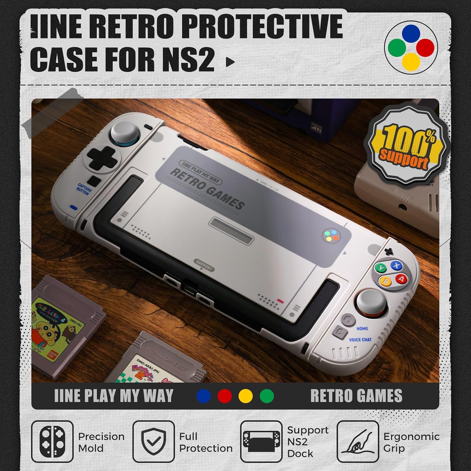 IINE Retro SFC Themed Full Bod - Gaming Console Buttons 评论和价格